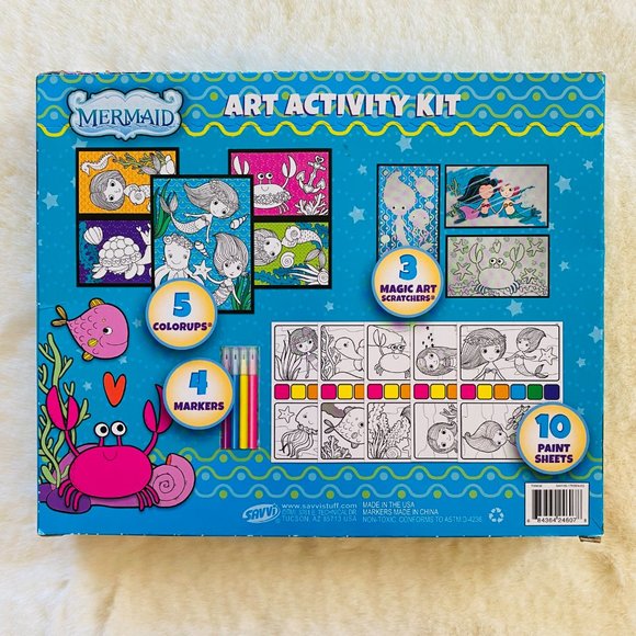 Mermaid Art Activity Kit Painting Coloring Scratch-Off NEW for 4 years old+ - Picture 4 of 6